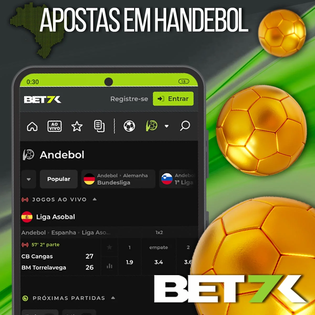 Apostas em handbol na casa de apostas Bet7k no Brasil