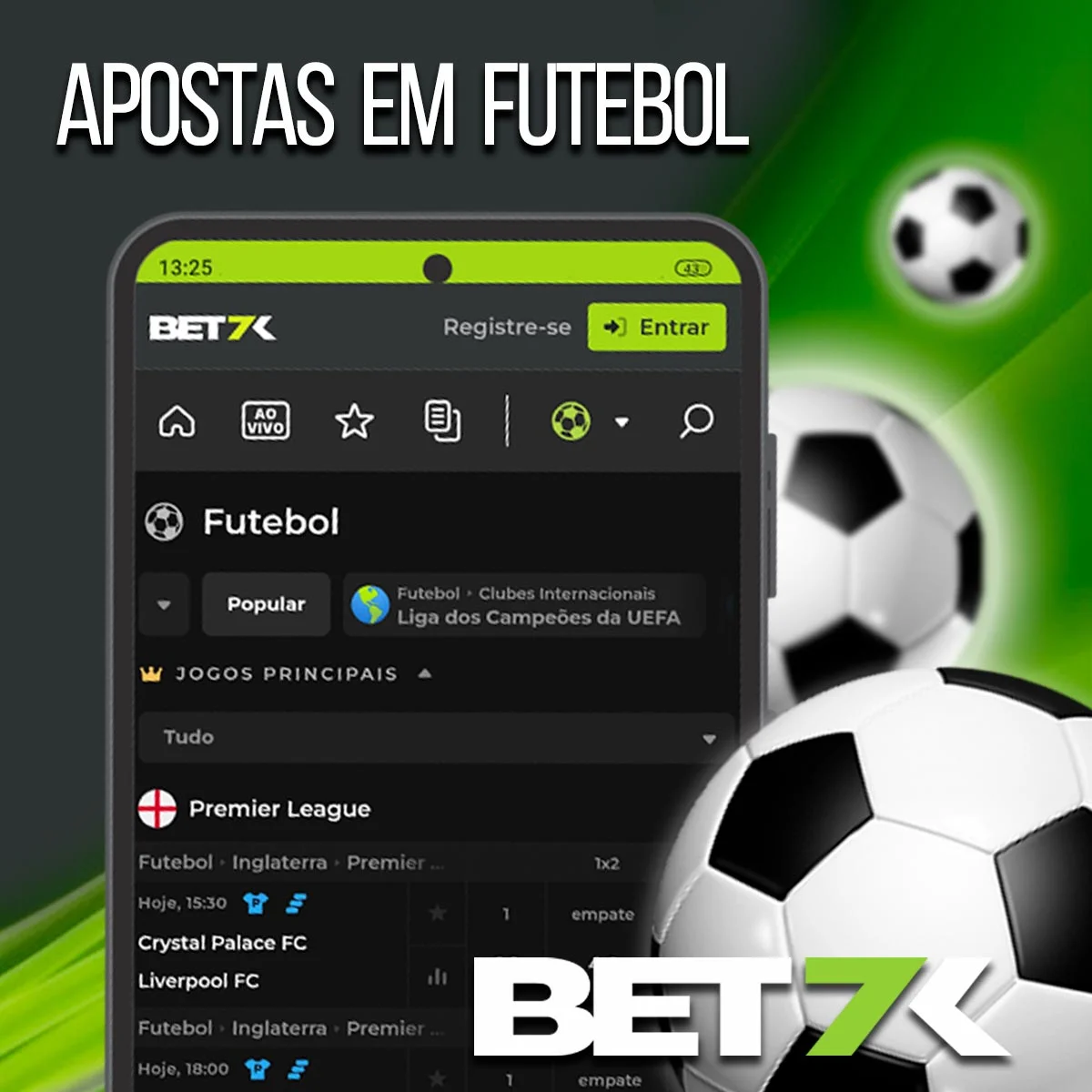 Apostas em futebol na casa de apostas Bet7k no Brasil