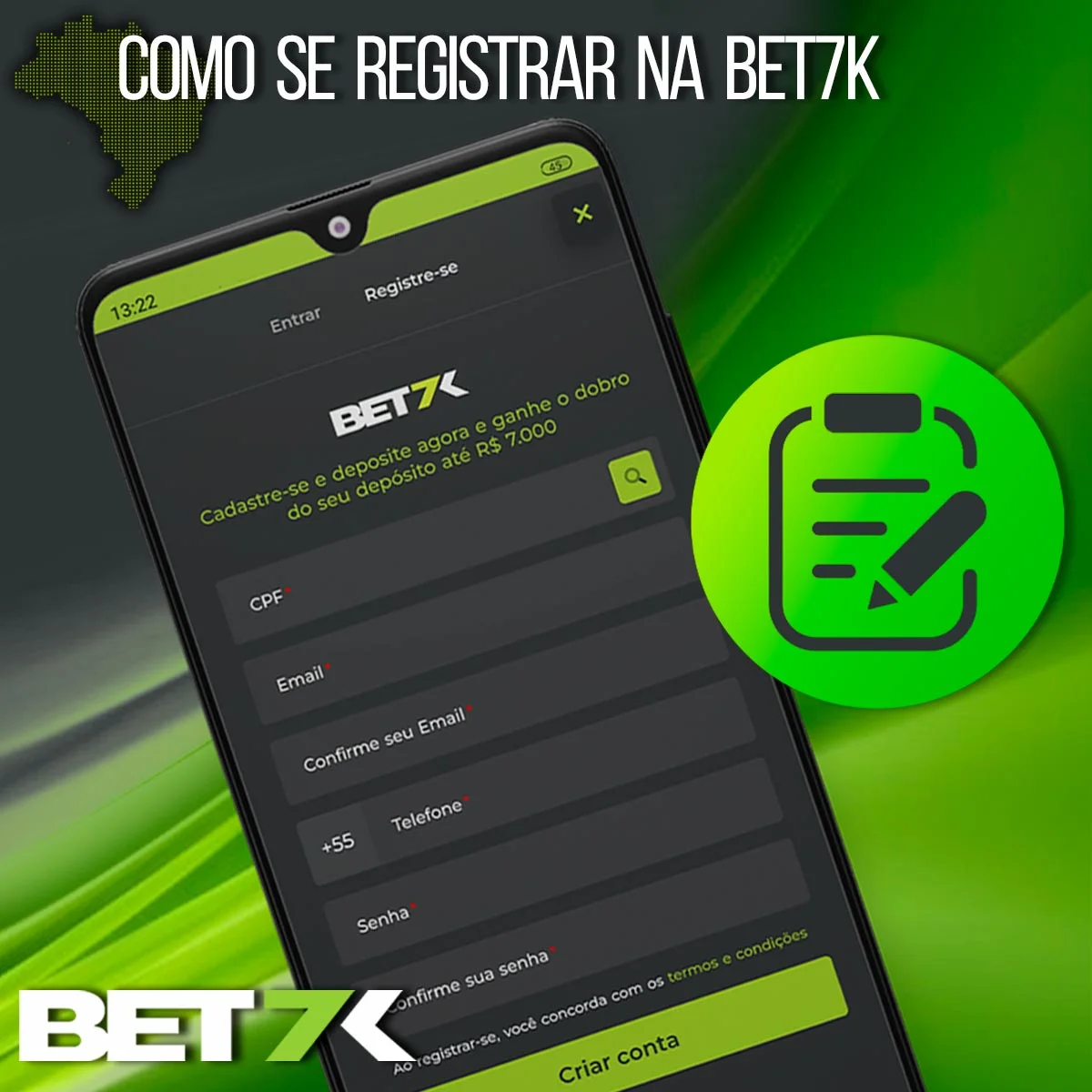 Como se cadastrar no Bet7k